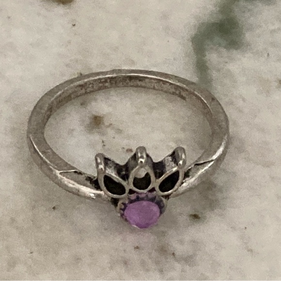 Lotus Purple Stone Ring Size 5 - Picture 4 of 4